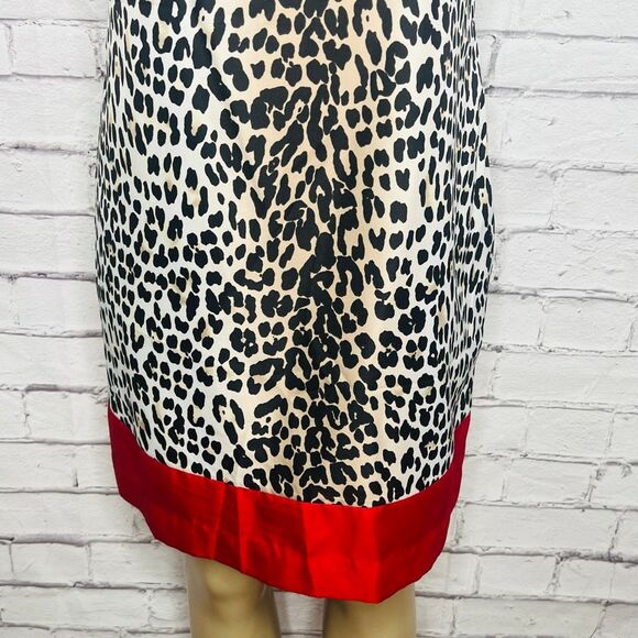 White House Black Market Womens Black Red Leopard Print Sheath Dress Size 12 - Picture 6 of 9
